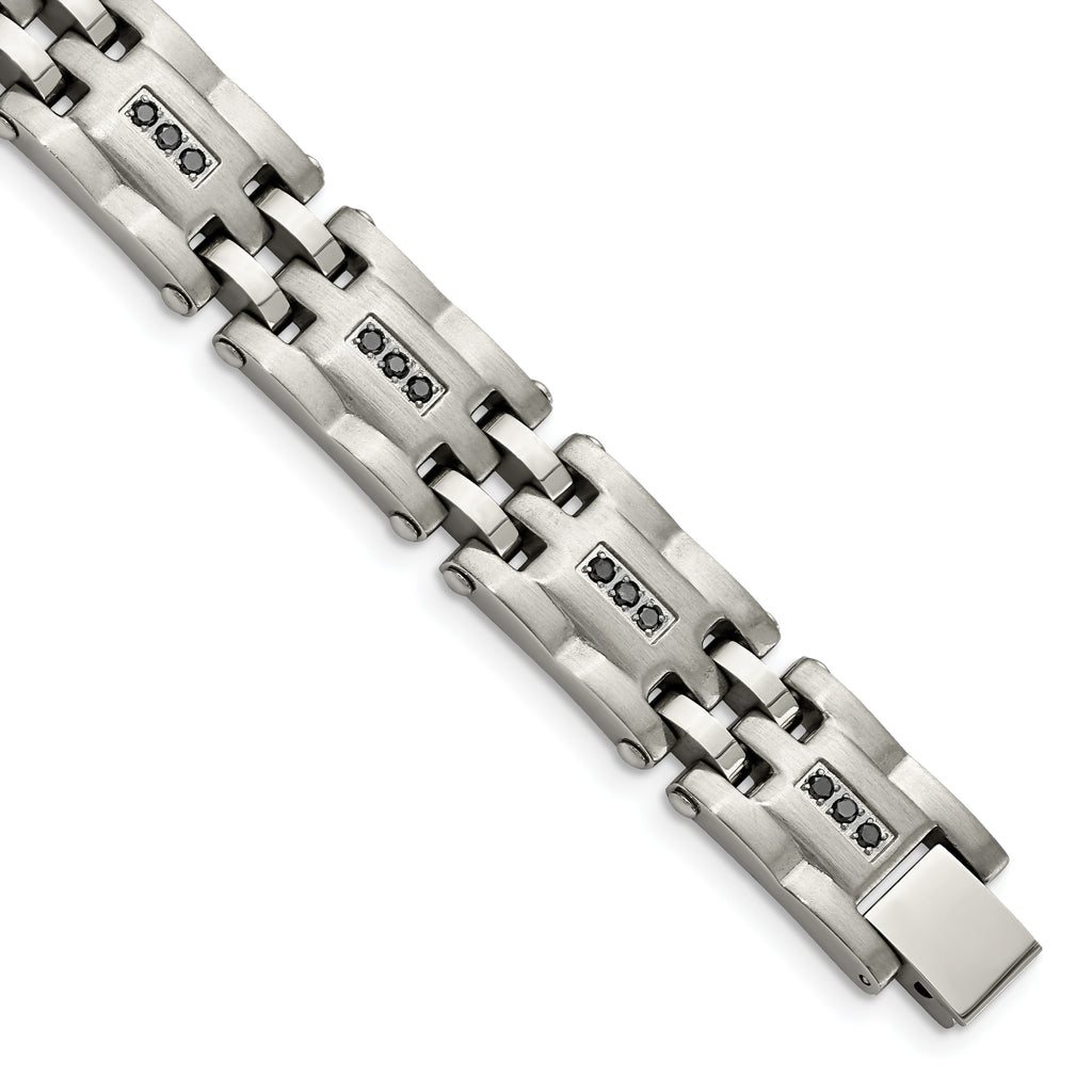 Stainless Steel Brushed and Polished with 3/4 carat Diamond Bracelet for Men