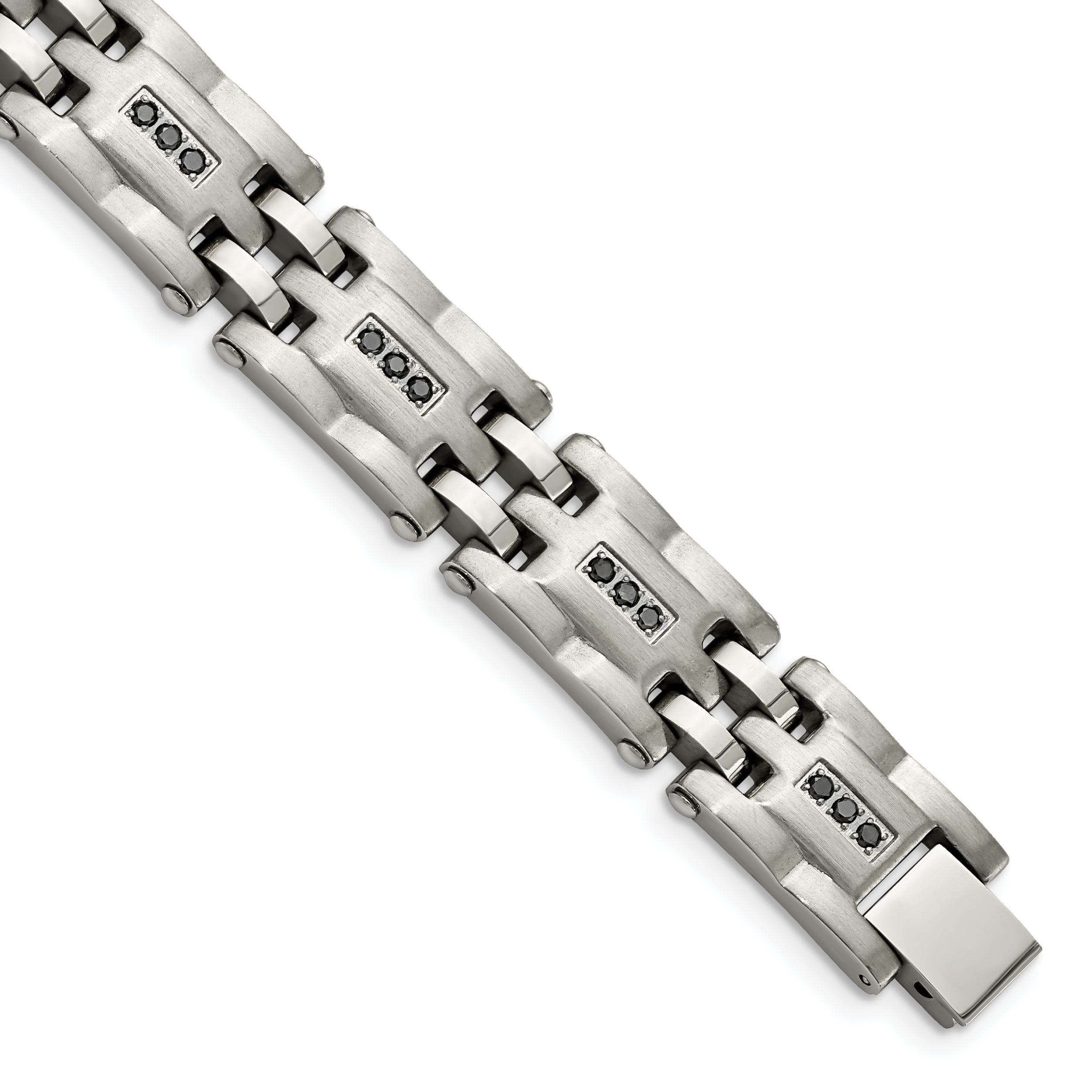 Stainless Steel Brushed and Polished with 3/4 carat Diamond Bracelet for Men