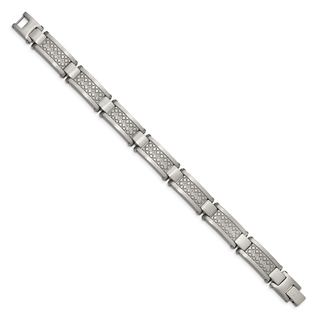 Stainless Steel Antiqued and Matte with 1/10 carat Diamond Bracelet for Men