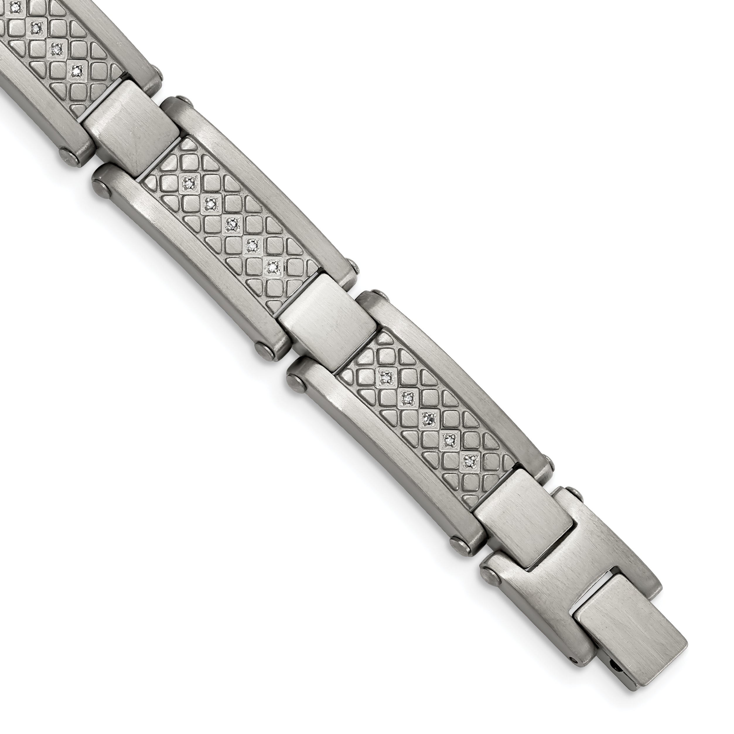 Stainless Steel Antiqued and Matte with 1/10 carat Diamond Bracelet for Men Main image