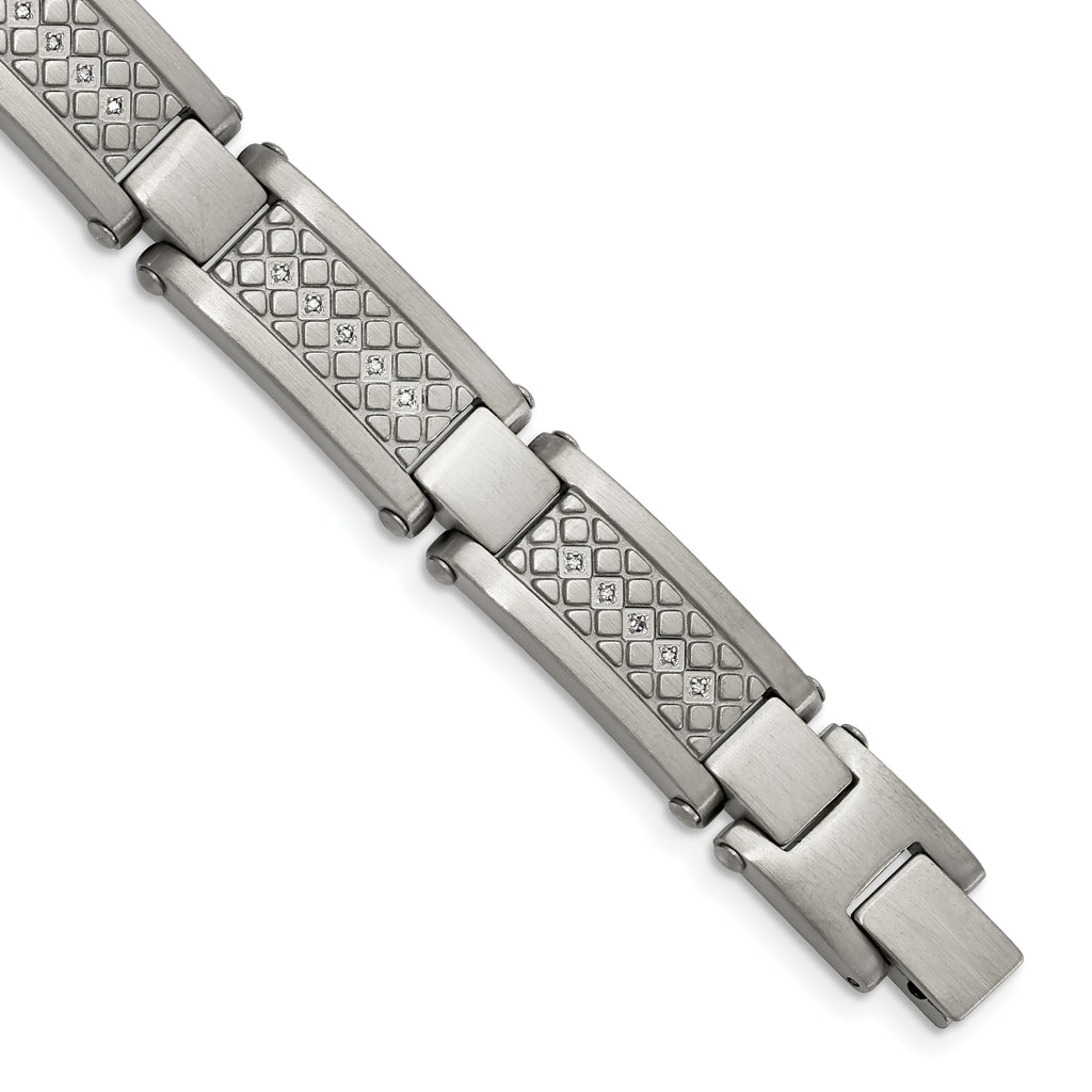 Stainless Steel Antiqued and Matte with 1/10 carat Diamond Bracelet for Men