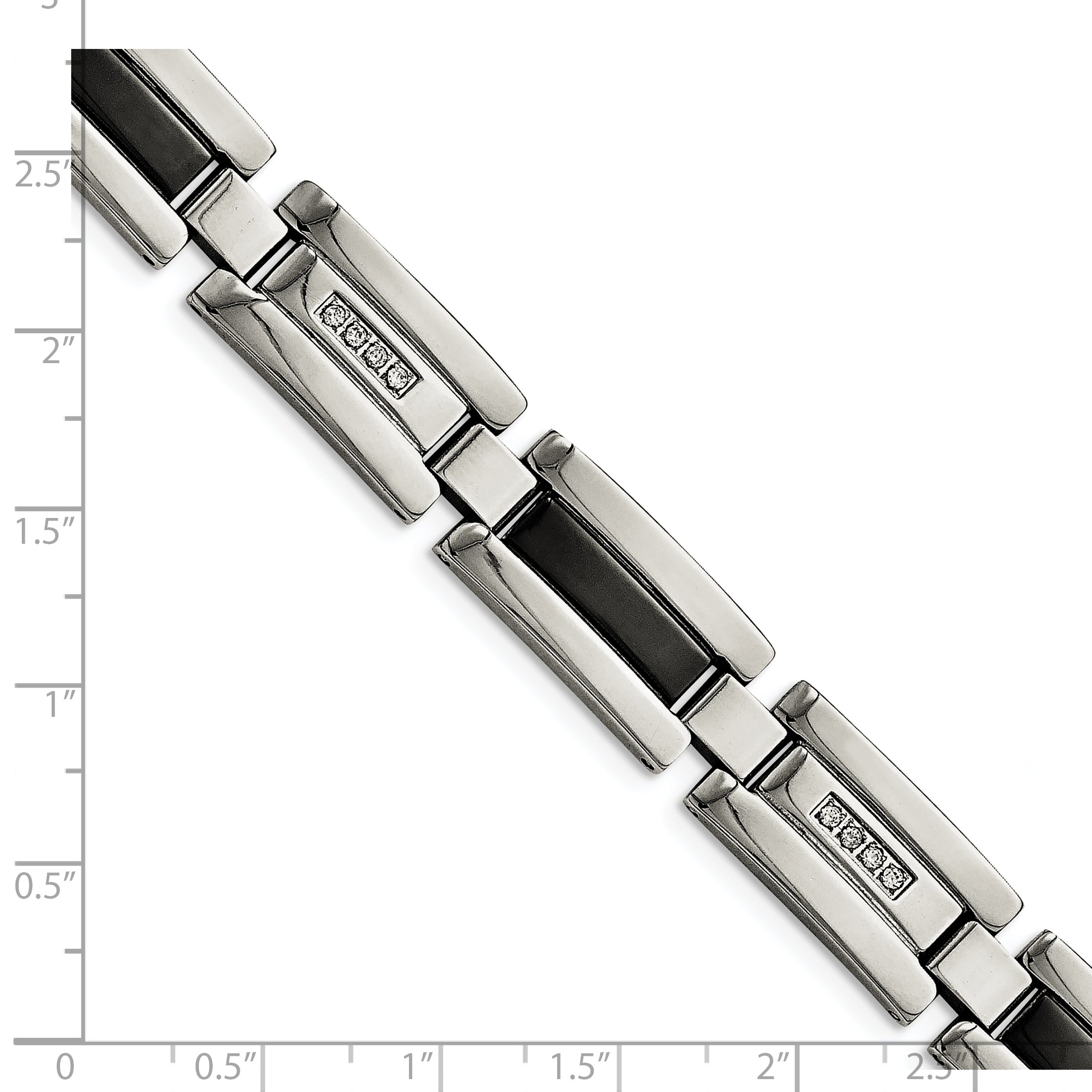 Stainless Steel Polished Black IP-plated with 1/4 carat Diamond Bracelet for Men