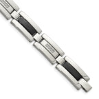 Stainless Steel Polished Black IP-plated with 1/4 carat Diamond Bracelet for Men