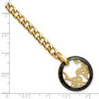 Stainless Steel Yellow IP-plated Black Ceramic Polished & Lasercut Circle Bracelet for Women