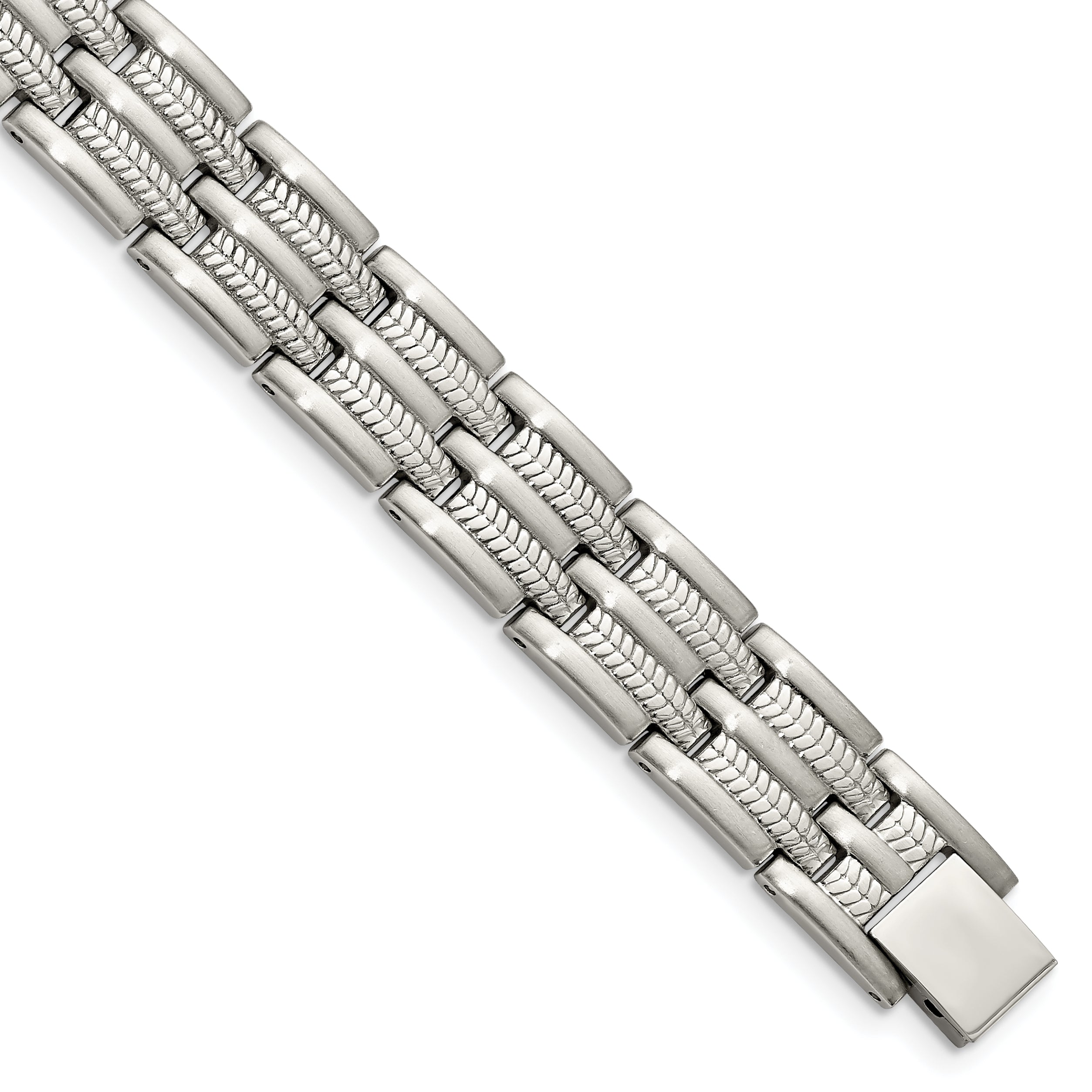 Stainless Steel Brushed Polished and Textured Link Bracelet for Men Main image