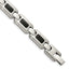 Stainless Steel Brushed and Polished with Black Carbon Fiber Inlay Link Bracelet for Men