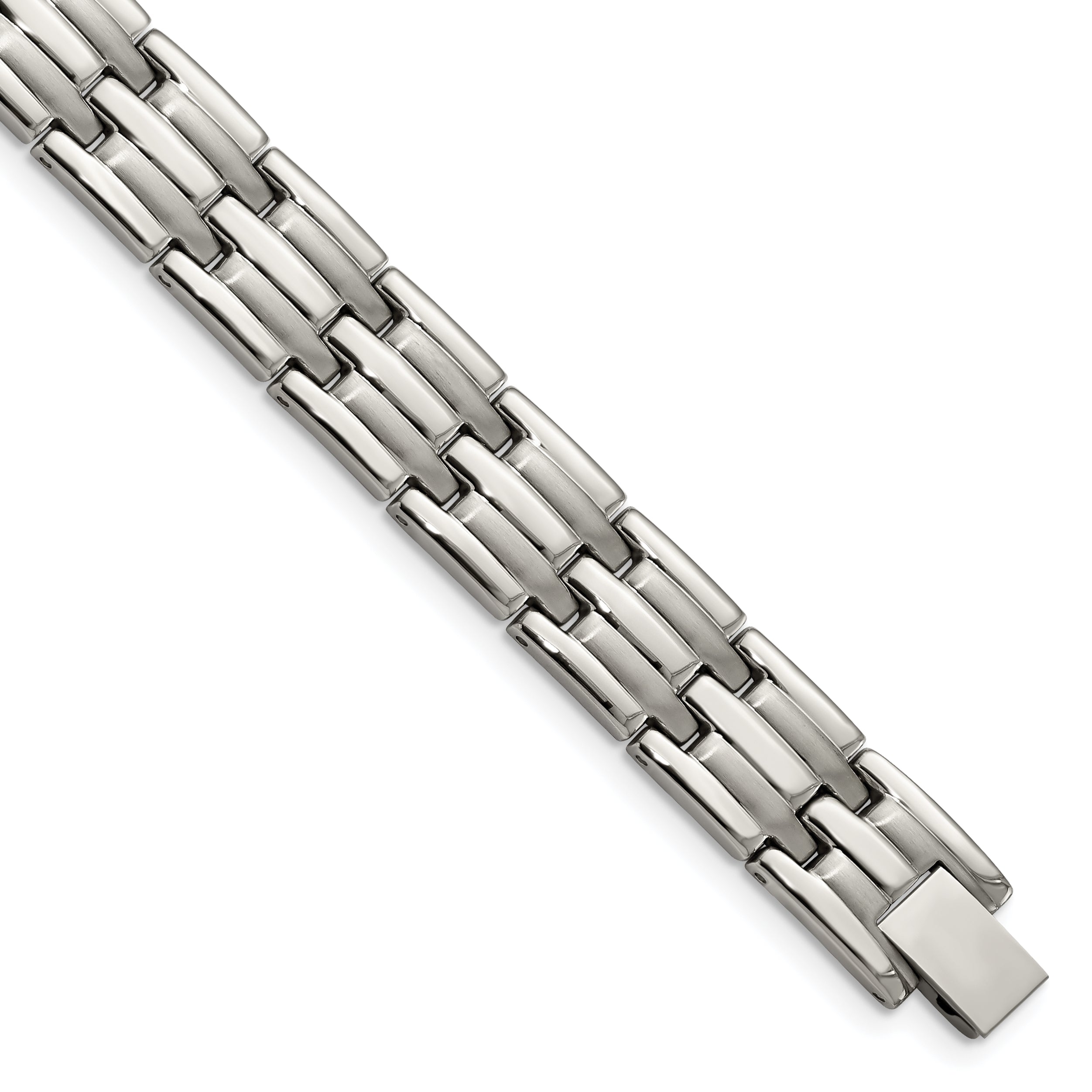 Stainless Steel Brushed and Polished Link Bracelet for Men