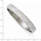 Stainless Steel Polished White Enamel with Crystals Thin Flat Bangle Bracelet for Women