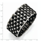 Stainless Steel Polished Woven Black Leather Bracelet for Women