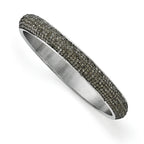 Stainless Steel Polished Black Enamel Clear Crystal Rounded Bracelet for Women