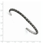 Stainless Steel Polished/Antiqued Floral Thin Cuff Bangle Bracelet for Women