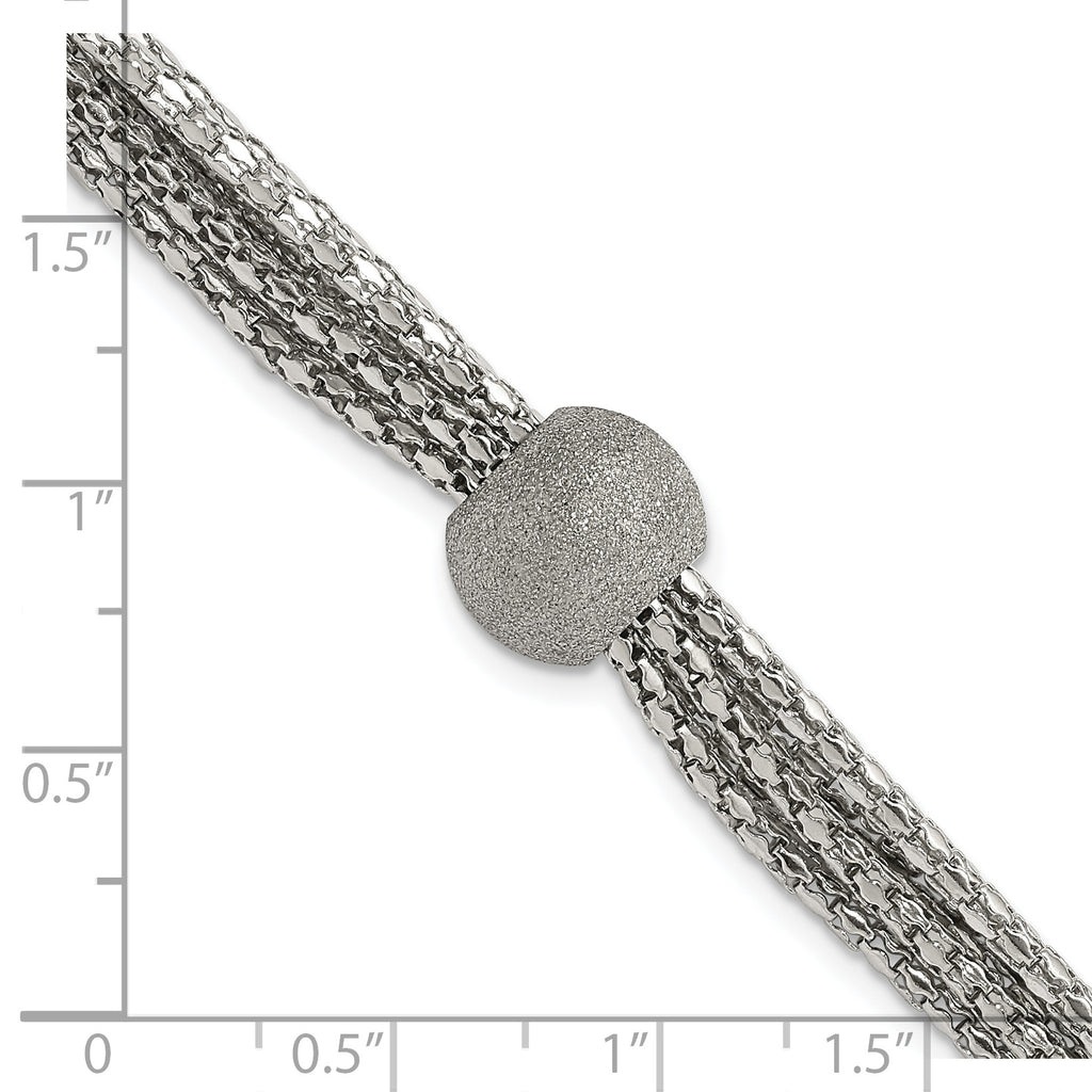 Stainless Steel Polished Multistrand Laser Cut Bead Bracelet for Women