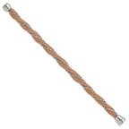 Stainless Steel & Rose IP-plated Polished Twisted Mesh Chain Bracelet for Women