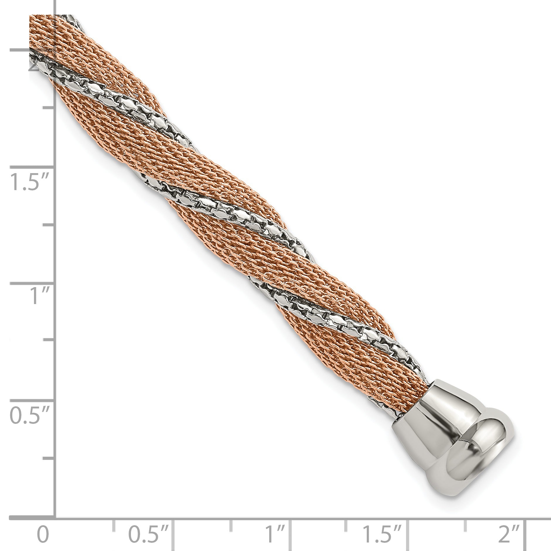Stainless Steel & Rose IP-plated Polished Twisted Mesh Chain Bracelet for Women