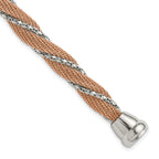 Stainless Steel & Rose IP-plated Polished Twisted Mesh Chain Bracelet for Women