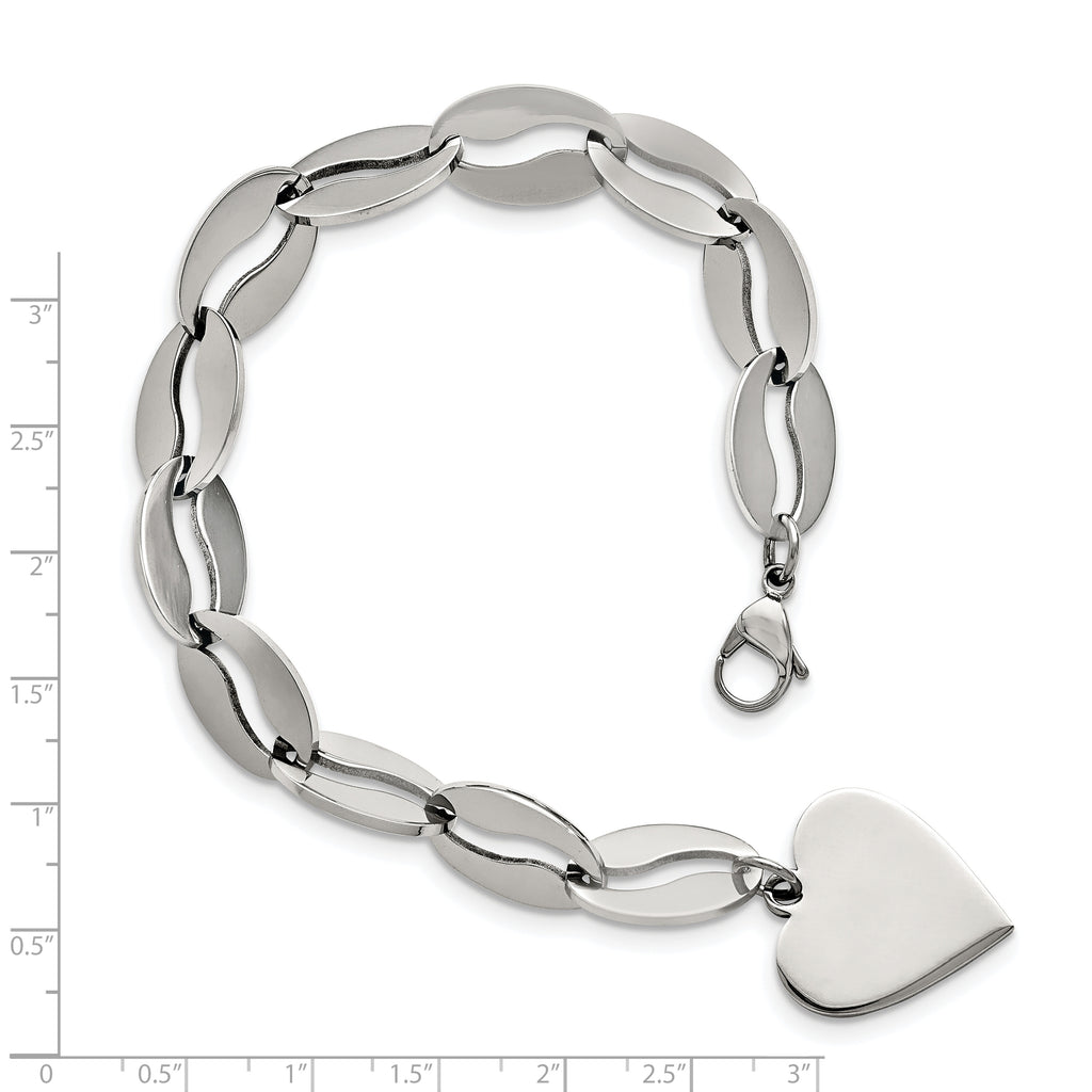 Stainless Steel Polished Heart Bracelet for Women