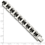 Stainless Steel Brushed with Black Rubber Bracelet for Men
