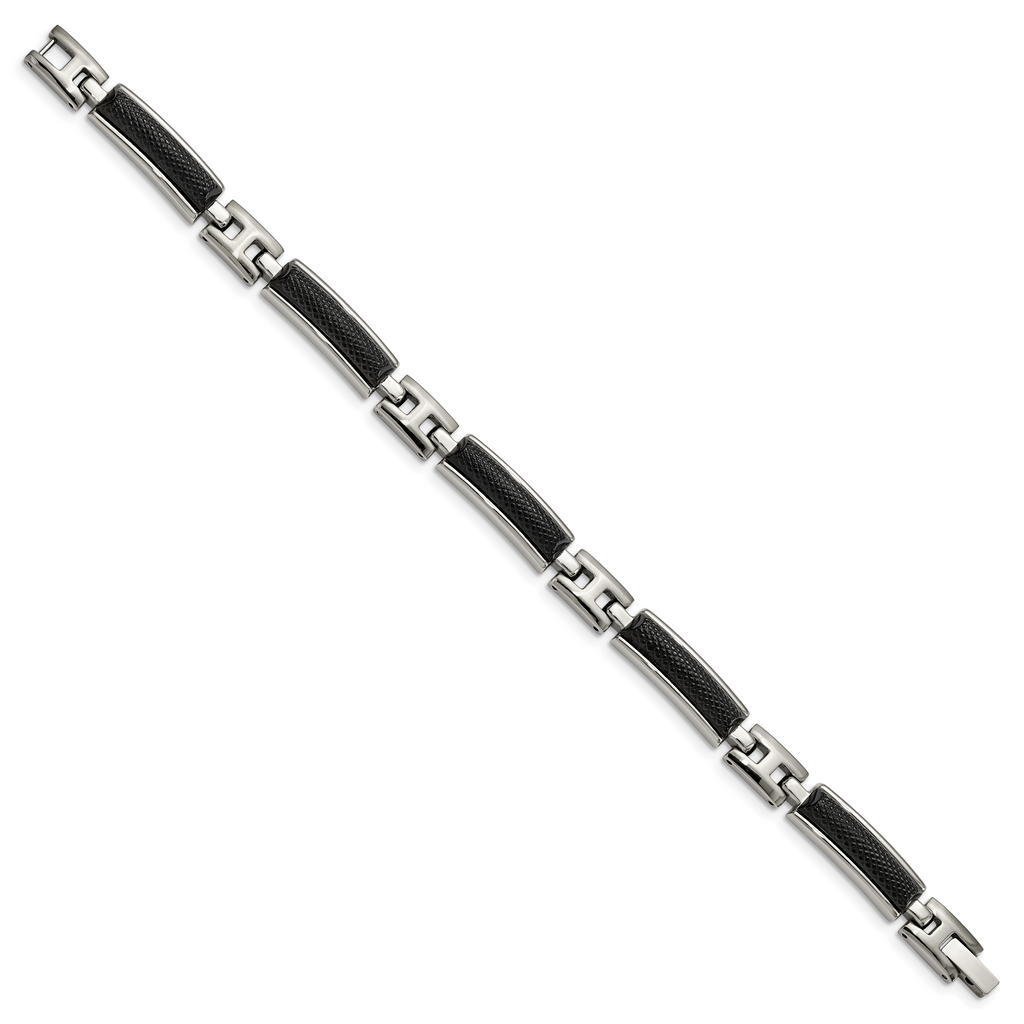 Stainless Steel Polished and Brushed Black IP-plated Bracelet for Men