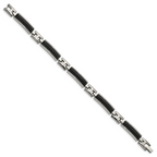 Stainless Steel Polished and Brushed Black IP-plated Bracelet for Men