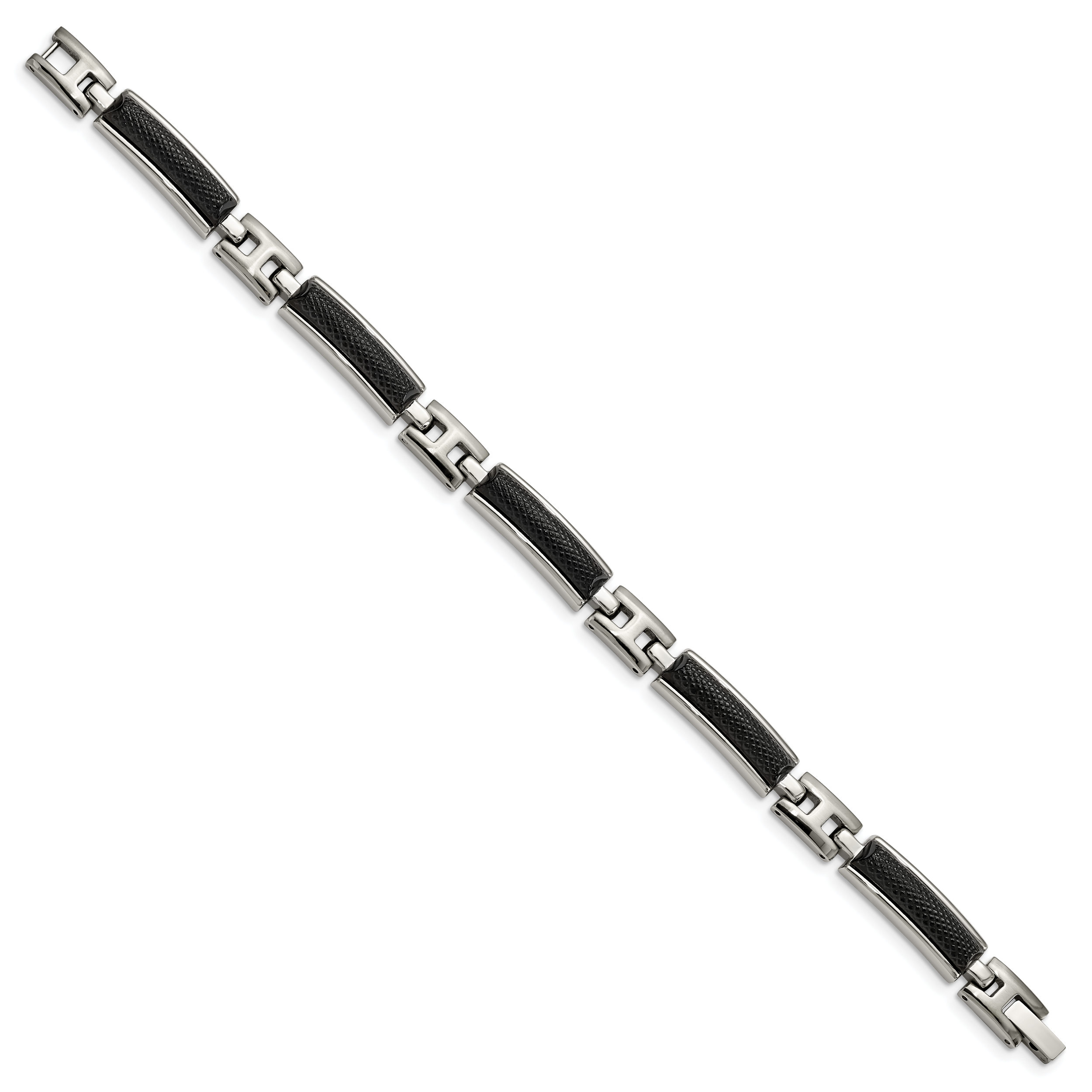 Stainless Steel Polished and Brushed Black IP-plated Bracelet for Men