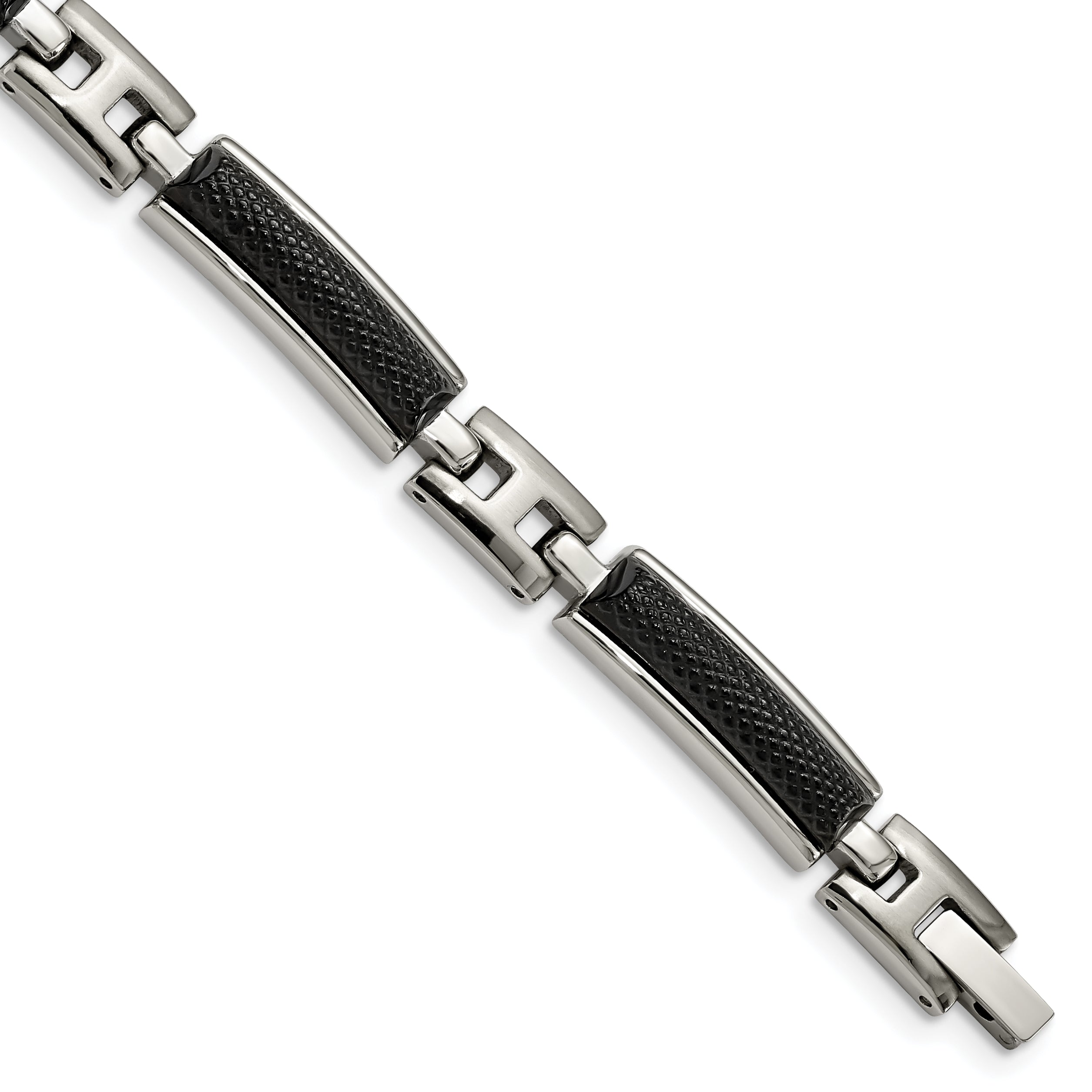 Stainless Steel Polished and Brushed Black IP-plated Bracelet for Men