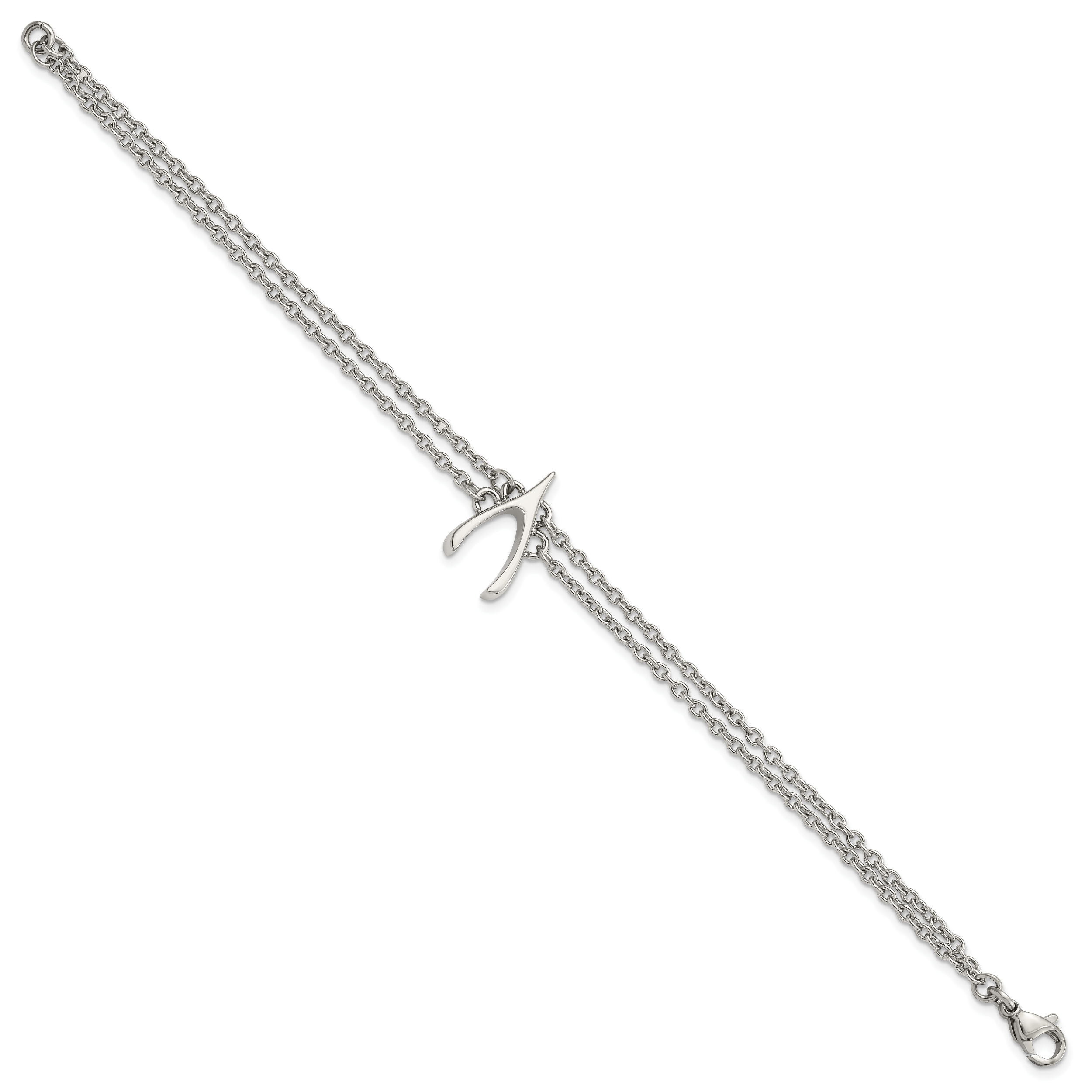 Stainless Steel Polished 2-Strand Wishbone Bracelet for Women Secondary image