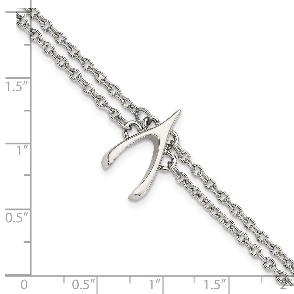 Stainless Steel Polished 2-Strand Wishbone Bracelet for Women