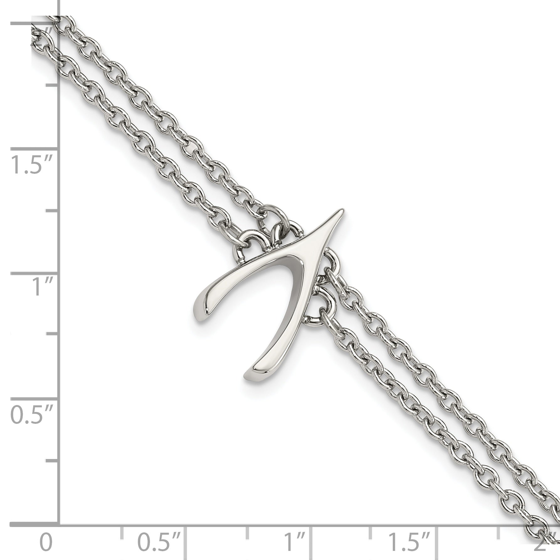 Stainless Steel Polished 2-Strand Wishbone Bracelet for Women