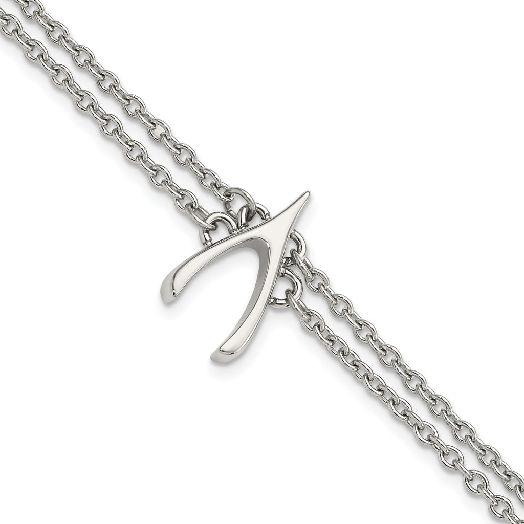 Stainless Steel Polished 2-Strand Wishbone Bracelet for Women