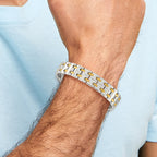 Stainless Steel Polished Yellow IP-plated Link Bracelet for Men