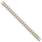 Stainless Steel Polished Yellow IP-plated Link Bracelet for Men