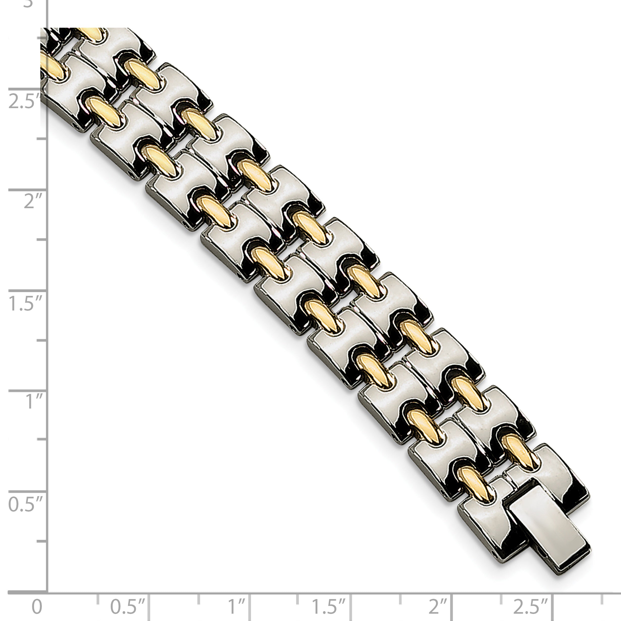 Stainless Steel Polished Yellow IP-plated Link Bracelet for Men