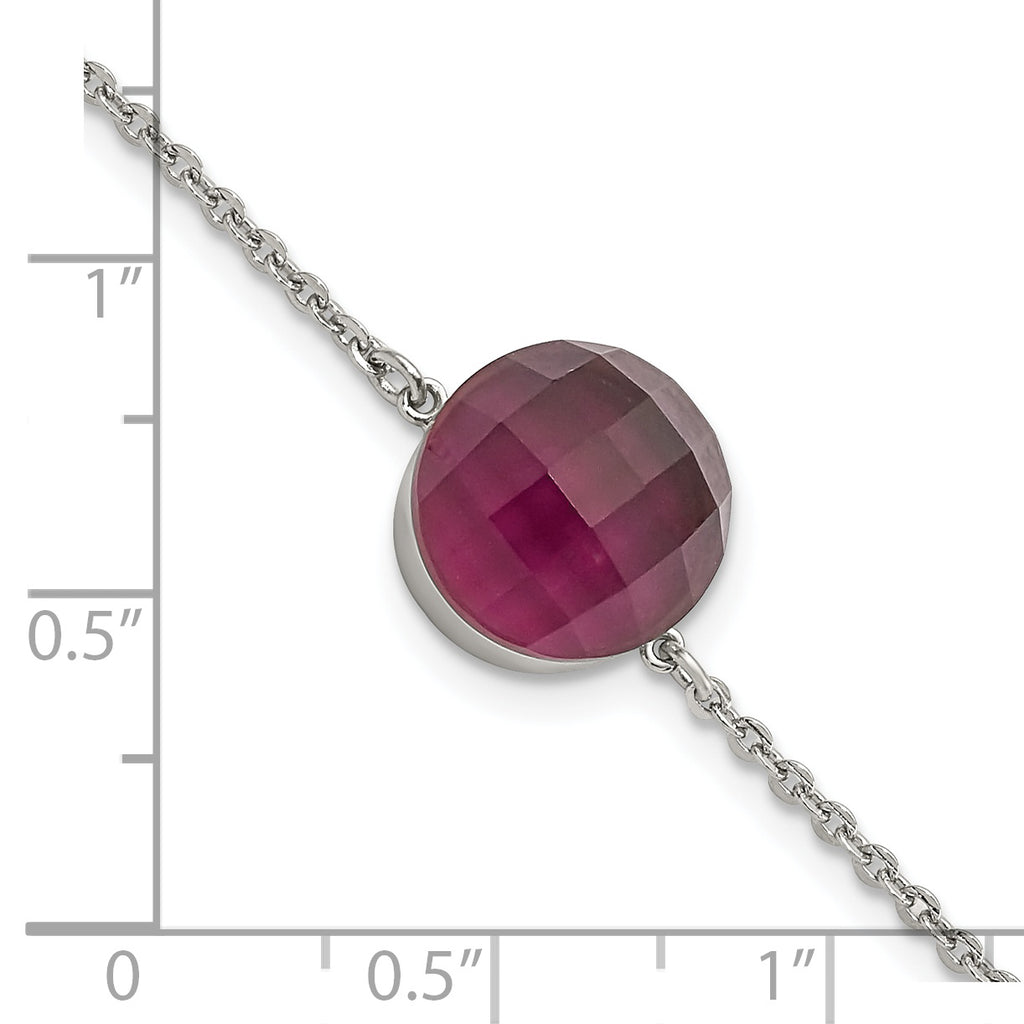 Stainless Steel Polished Maroon Glass with ext Bracelet for Women