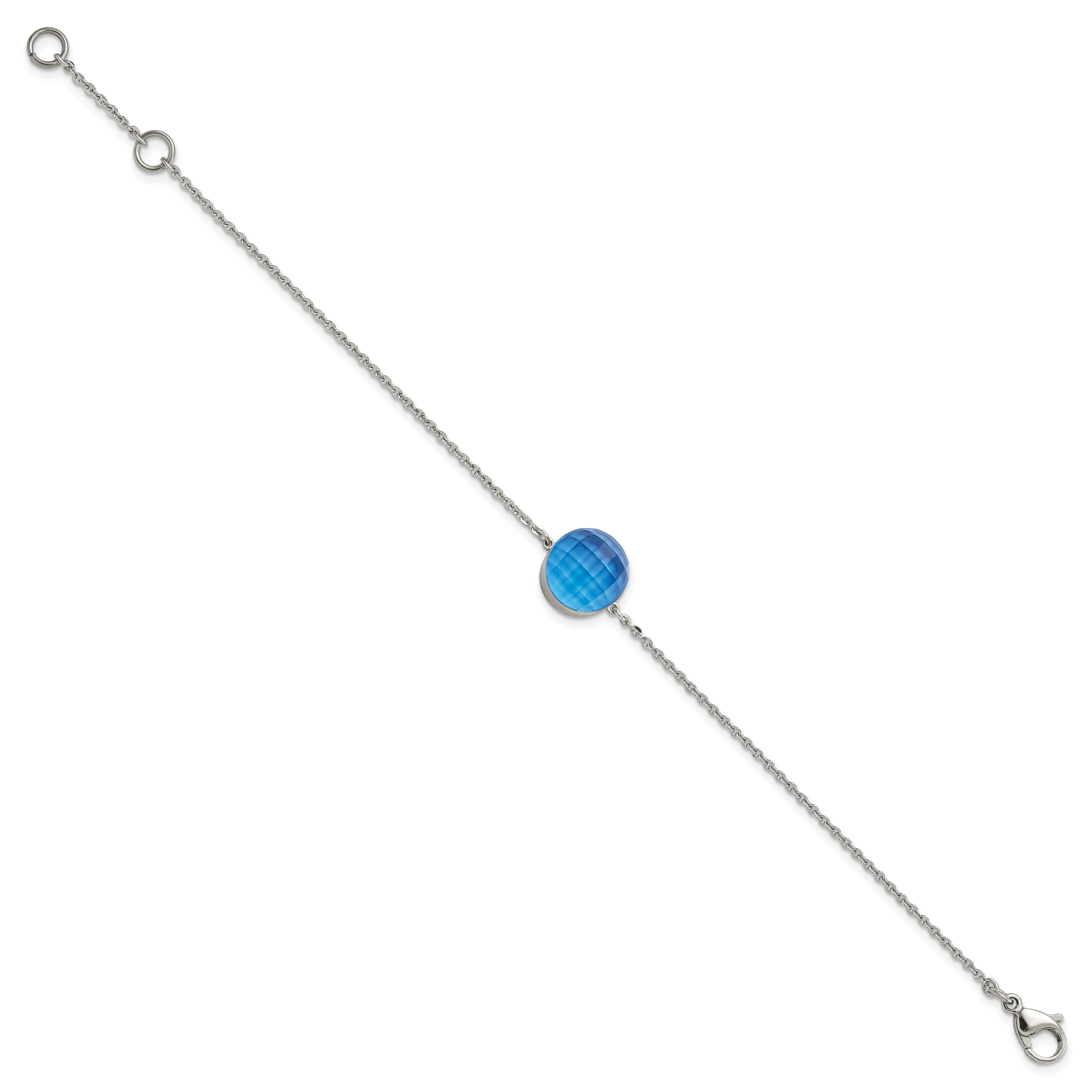 Stainless Steel Polished Blue Glass with ext Bracelet for Women Secondary image