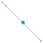 Stainless Steel Polished Blue Glass with ext Bracelet for Women