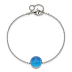 Stainless Steel Polished Blue Glass with ext Bracelet for Women