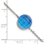 Stainless Steel Polished Blue Glass with ext Bracelet for Women