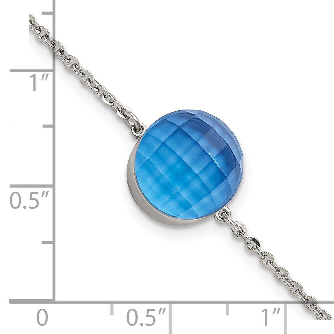 Stainless Steel Polished Blue Glass with ext Bracelet for Women