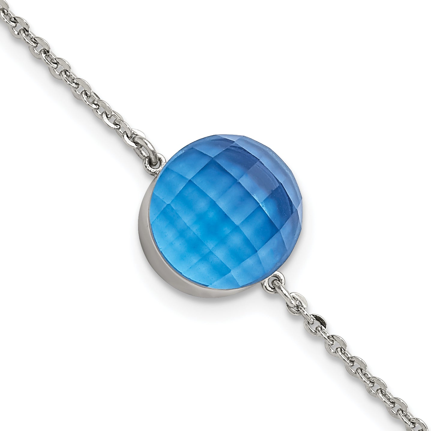 Stainless Steel Polished Blue Glass with ext Bracelet for Women Main image
