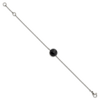 Stainless Steel Polished Dark Brown Glass with ext Bracelet for Women