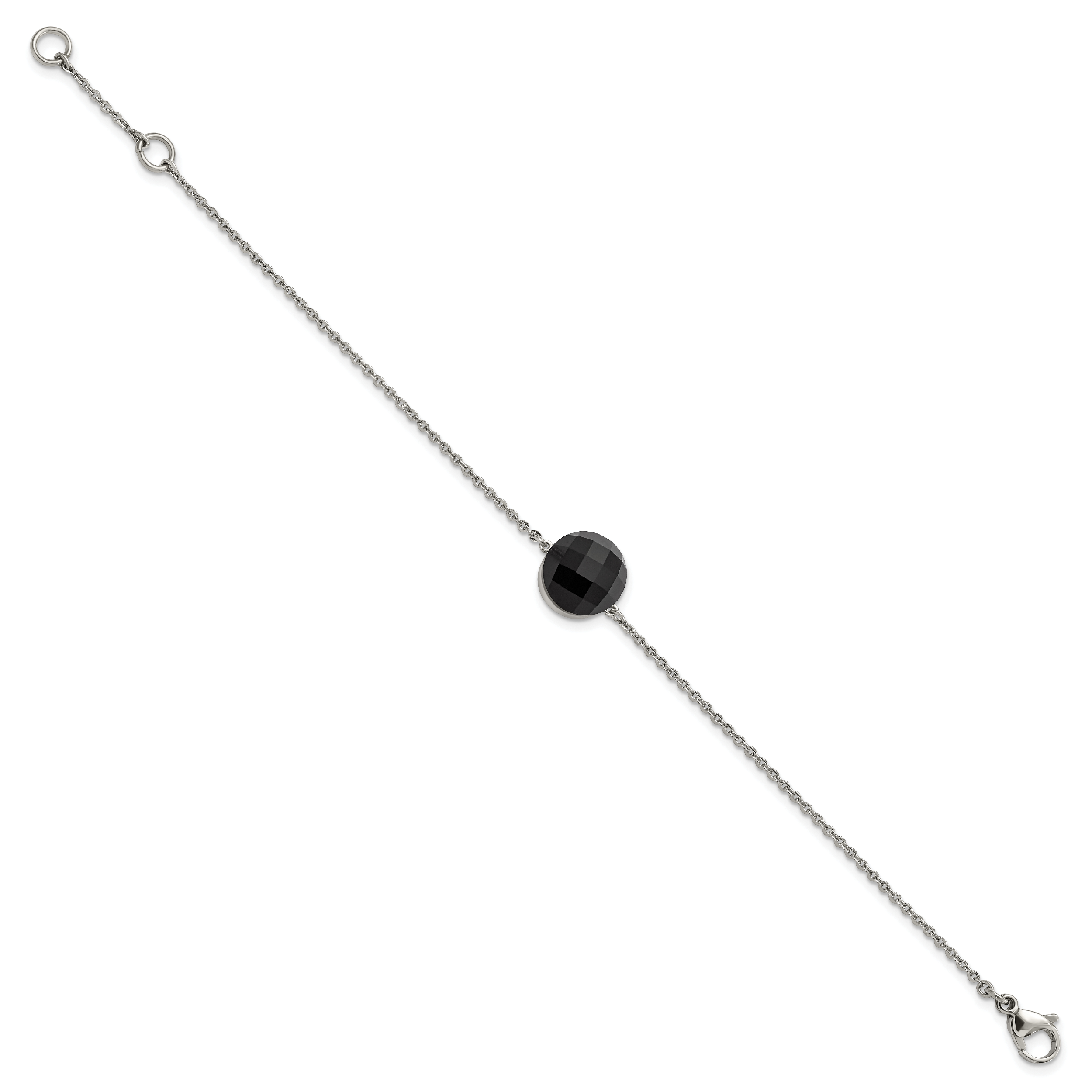 Stainless Steel Polished Dark Brown Glass with ext Bracelet for Women