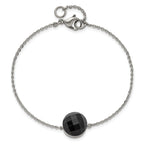 Stainless Steel Polished Dark Brown Glass with ext Bracelet for Women
