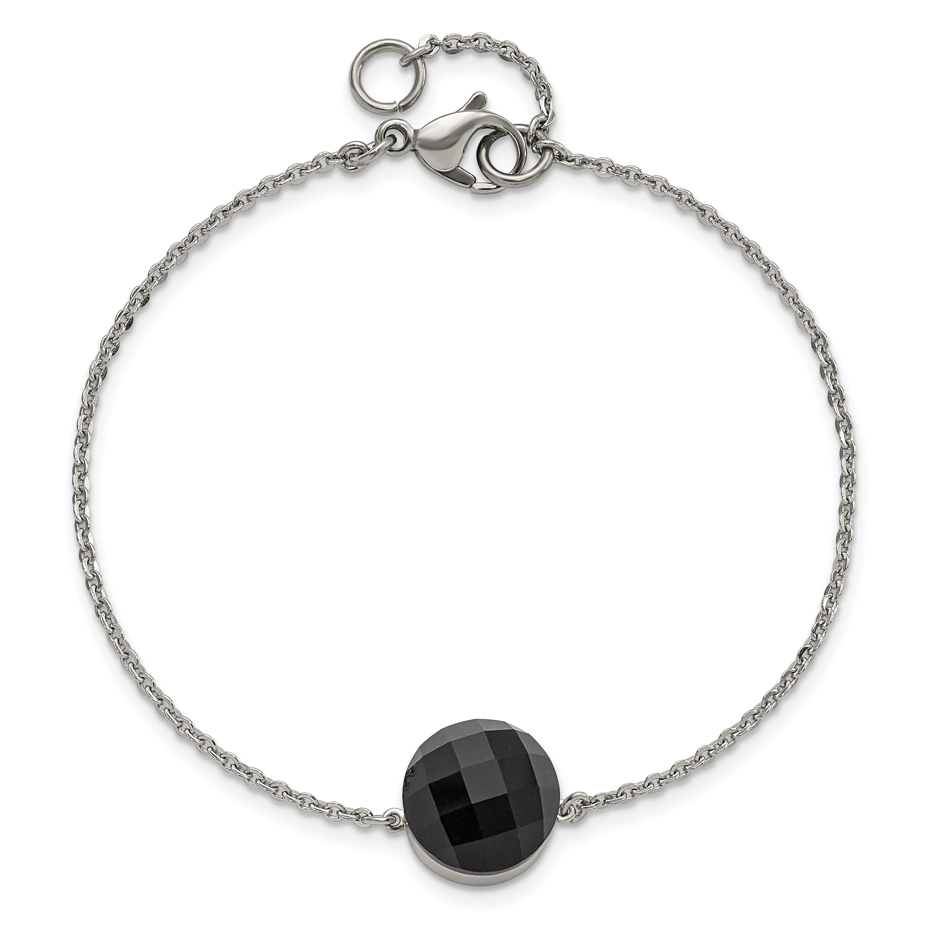 Stainless Steel Polished Dark Brown Glass with ext Bracelet for Women