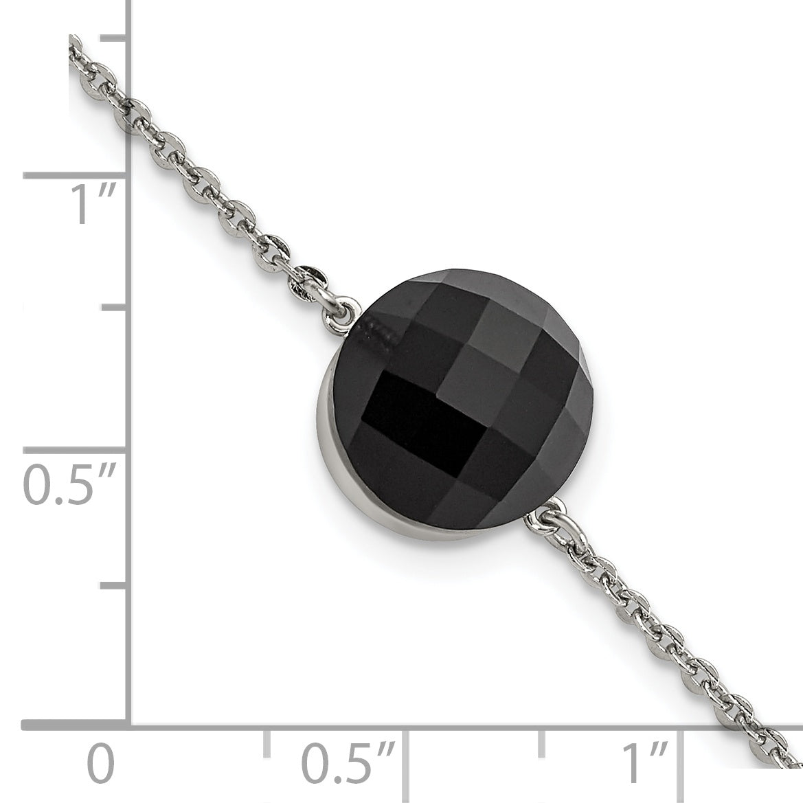 Stainless Steel Polished Dark Brown Glass with ext Bracelet for Women