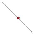 Stainless Steel Polished Red Glass with ext Bracelet for Women