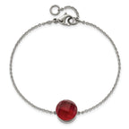 Stainless Steel Polished Red Glass with ext Bracelet for Women