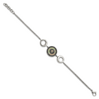 Stainless Steel Polished Black Mop & Crystal with . ext Bracelet for Women