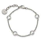 Stainless Steel Polished with Glass Bracelet with Extension for Women