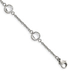 Stainless Steel Polished with Glass Bracelet with Extension for Women