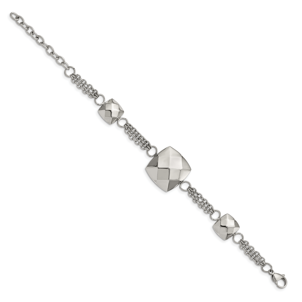 Stainless Steel Polished Hollow Squares with ext. Bracelet for Women